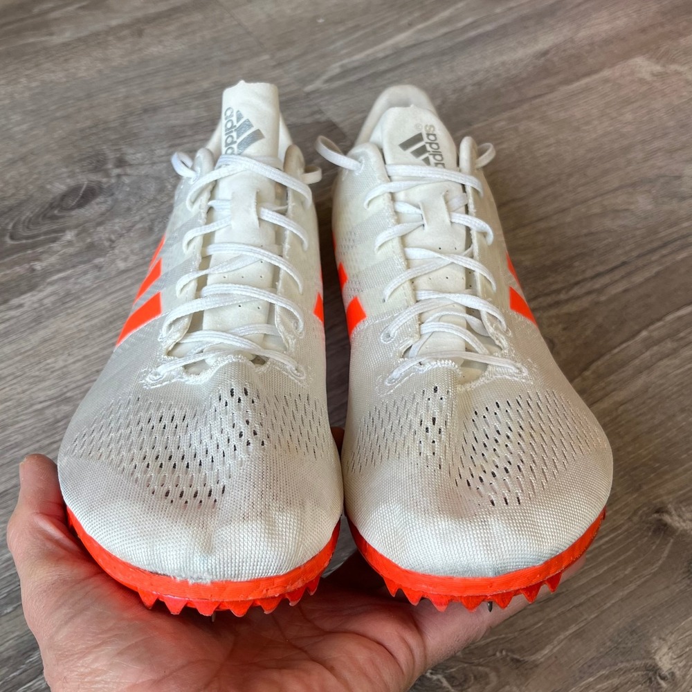 Adidas Adizero Avanti Track Spikes White Orange Mens 13 UK 12.5 FR 48 - Picture 4 of 8